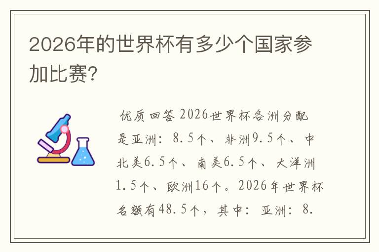 2026年的世界杯有多少个国家参加比赛?