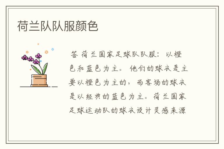 荷兰队队服颜色