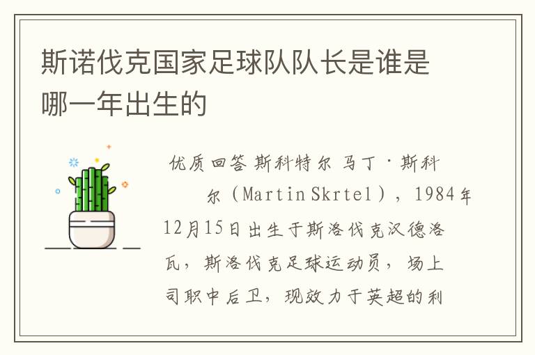 斯诺伐克国家足球队队长是谁是哪一年出生的
