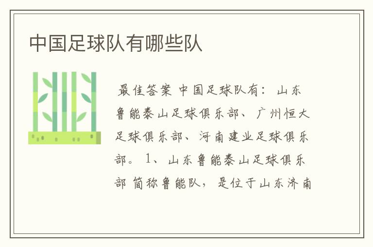 中国足球队有哪些队