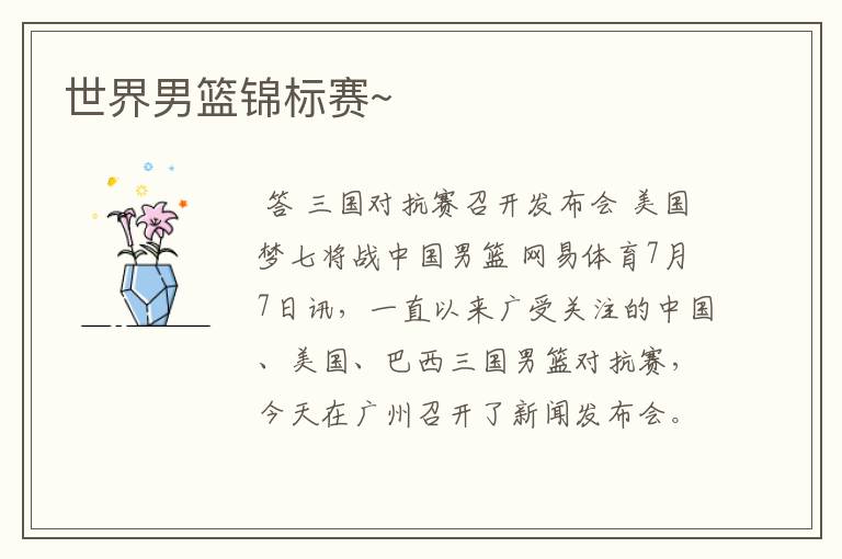 世界男篮锦标赛~