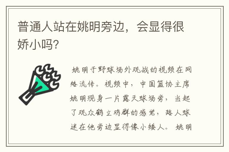 普通人站在姚明旁边,会显得很娇小吗?