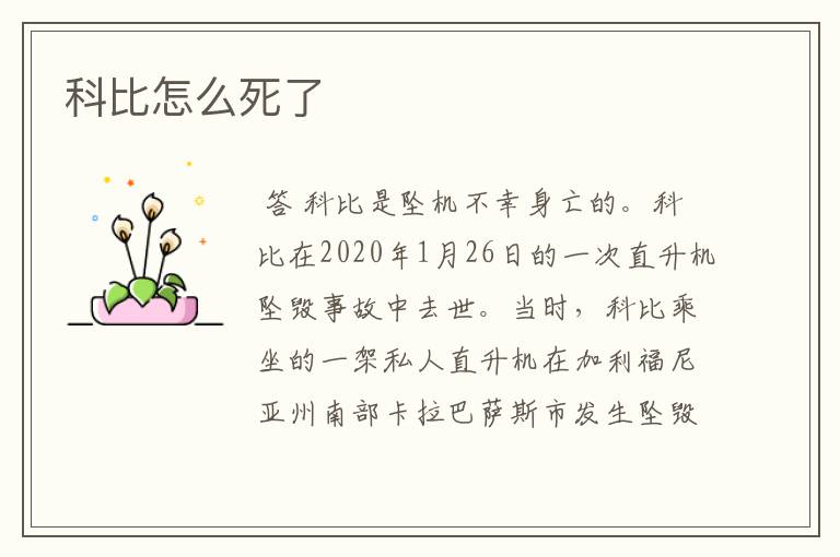 科比怎么死了