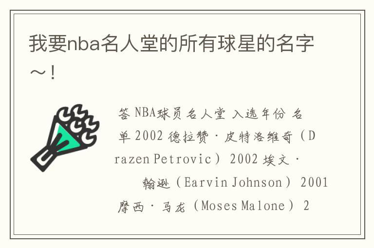 我要nba名人堂的所有球星的名字~!
