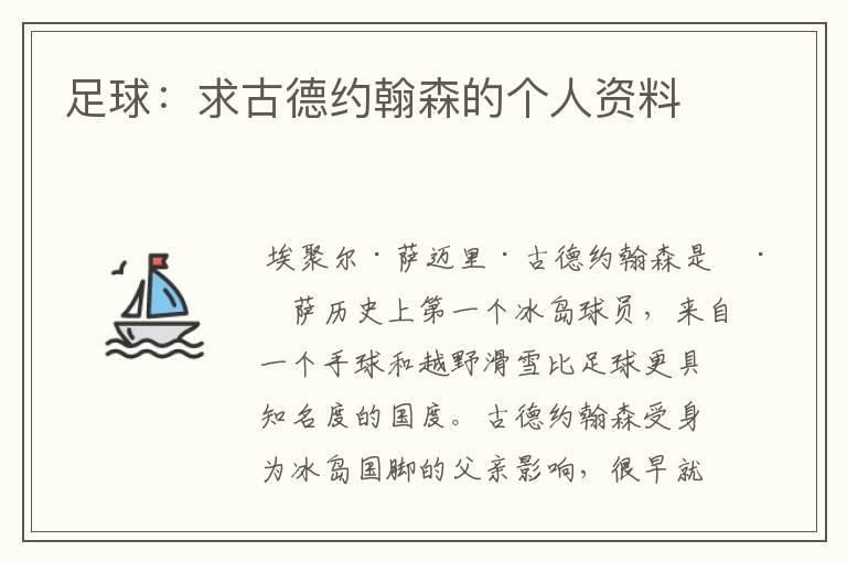 足球:求古德约翰森的个人资料
