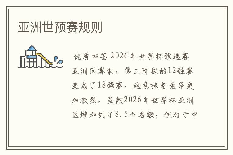 亚洲世预赛规则