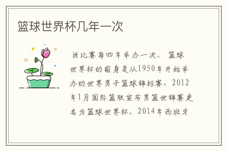 篮球世界杯几年一次