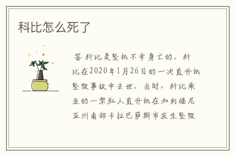 科比怎么死了