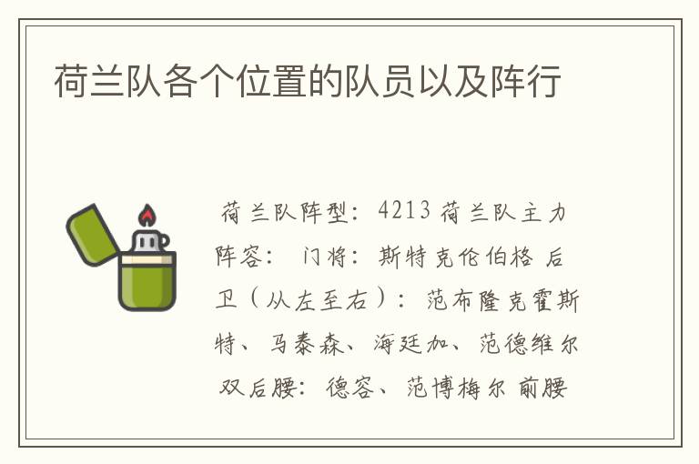 荷兰队各个位置的队员以及阵行