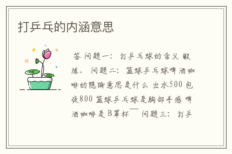 打乒乓的内涵意思
