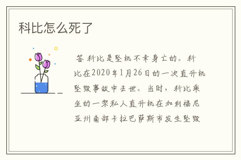 科比怎么死了