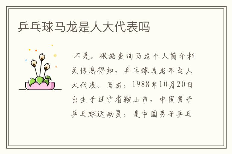 乒乓球马龙是人大代表吗