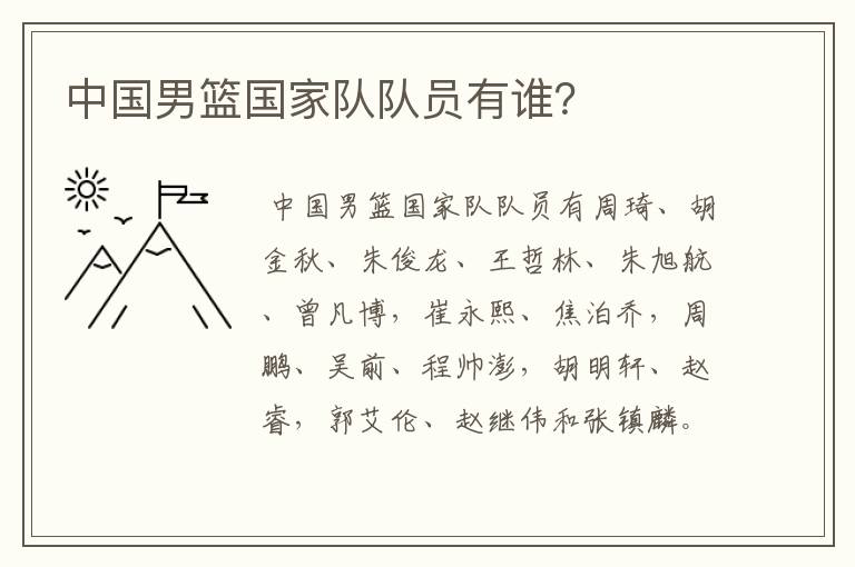 中国男篮国家队队员有谁?