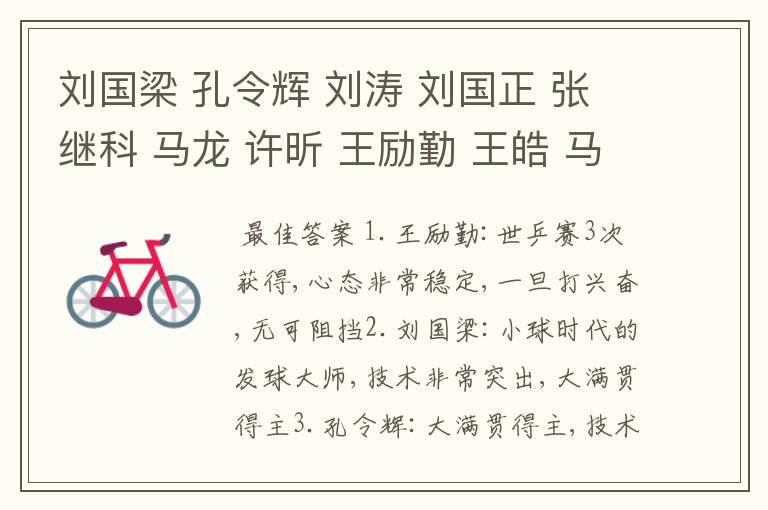 刘国梁 孔令辉 刘涛 刘国正 张继科 马龙 许昕 王励勤 王皓 马淋?