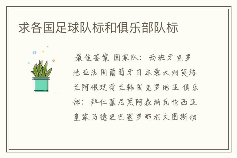 求各国足球队标和俱乐部队标