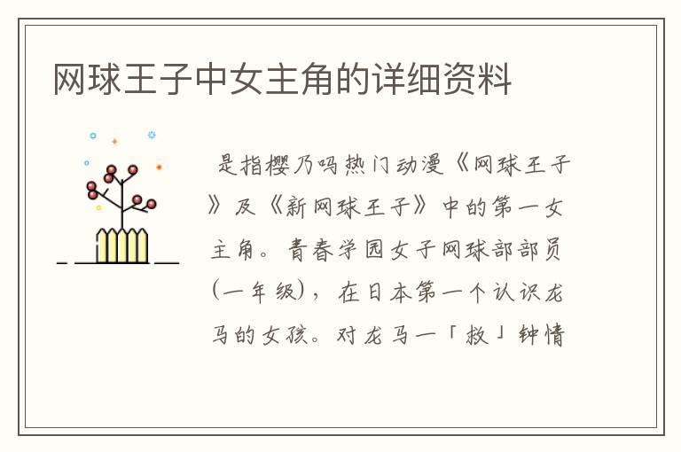 网球王子中女主角的详细资料
