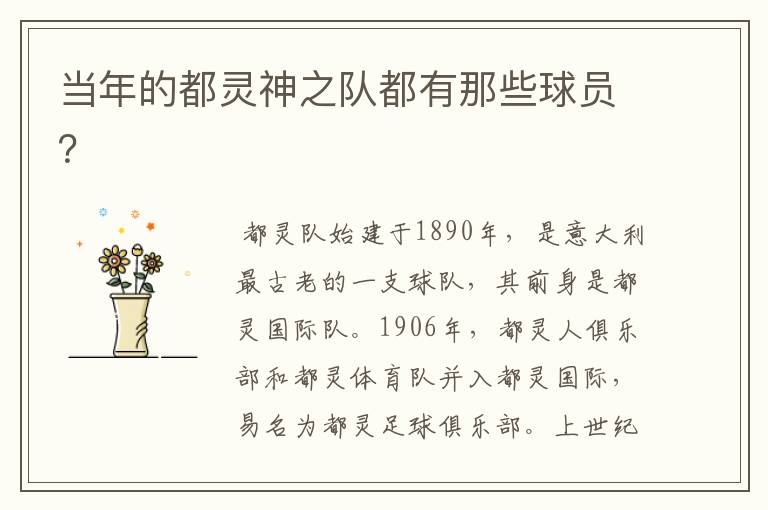 当年的都灵神之队都有那些球员?