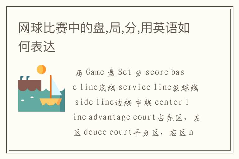 网球比赛中的盘,局,分,用英语如何表达