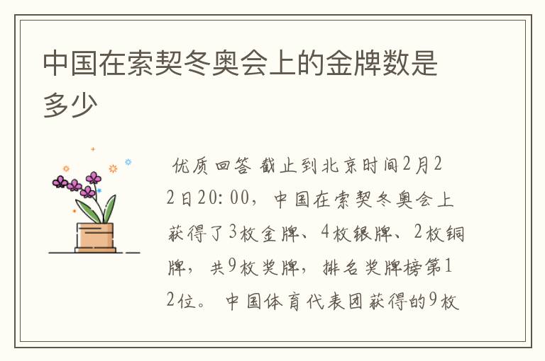 中国在索契冬奥会上的金牌数是多少