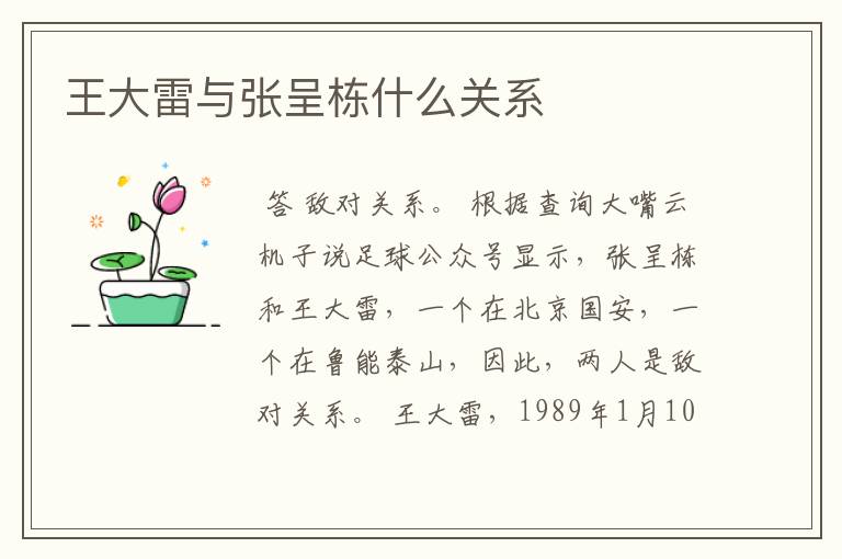 王大雷与张呈栋什么关系