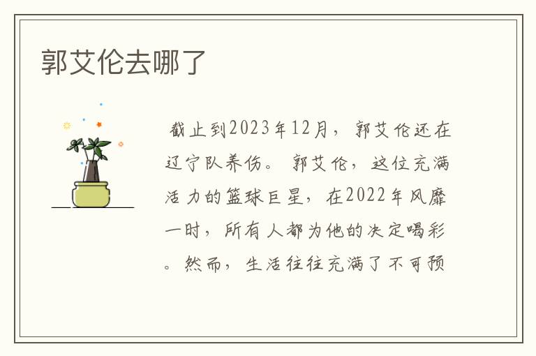 郭艾伦去哪了