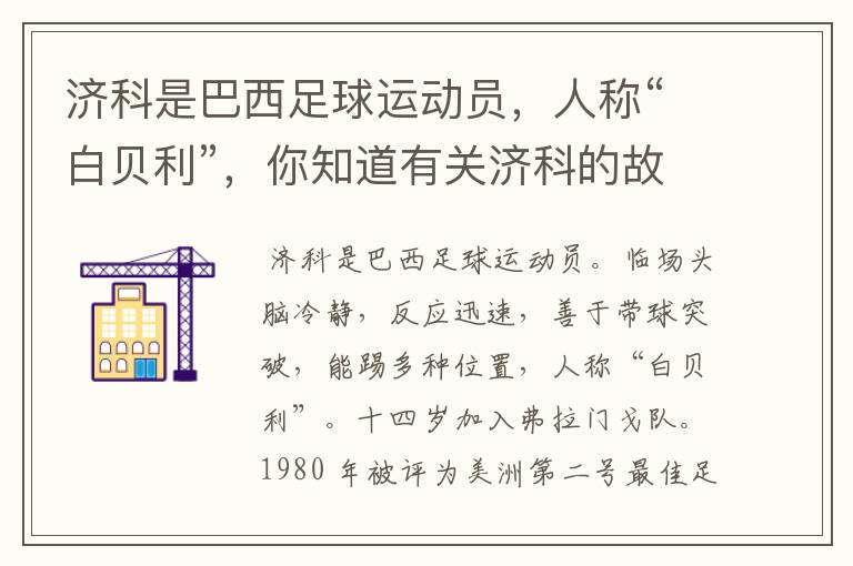 济科是巴西足球运动员,人称“白贝利”,你知道有关济科的故事吗?