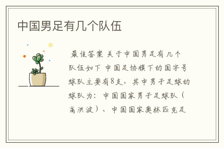 中国男足有几个队伍