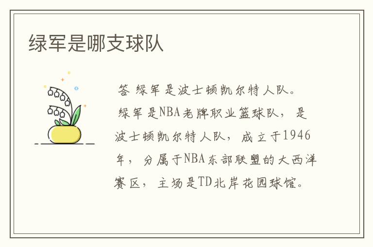 绿军是哪支球队