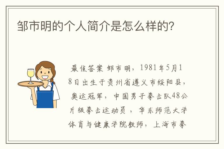 邹市明的个人简介是怎么样的?
