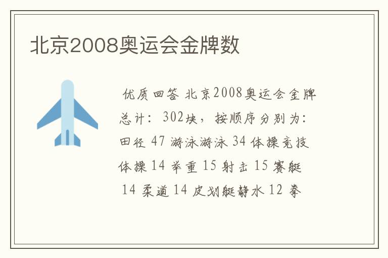 北京2008奥运会金牌数