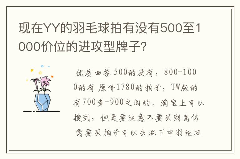 现在YY的羽毛球拍有没有500至1000价位的进攻型牌子？
