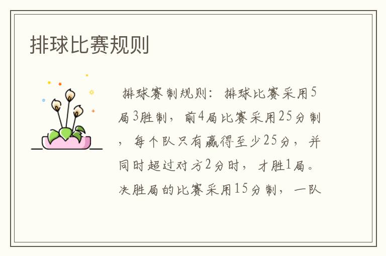 排球比赛规则