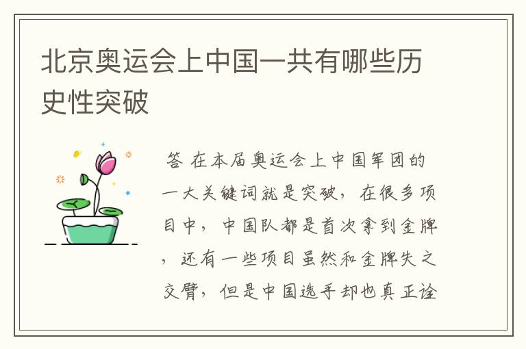 北京奥运会上中国一共有哪些历史性突破