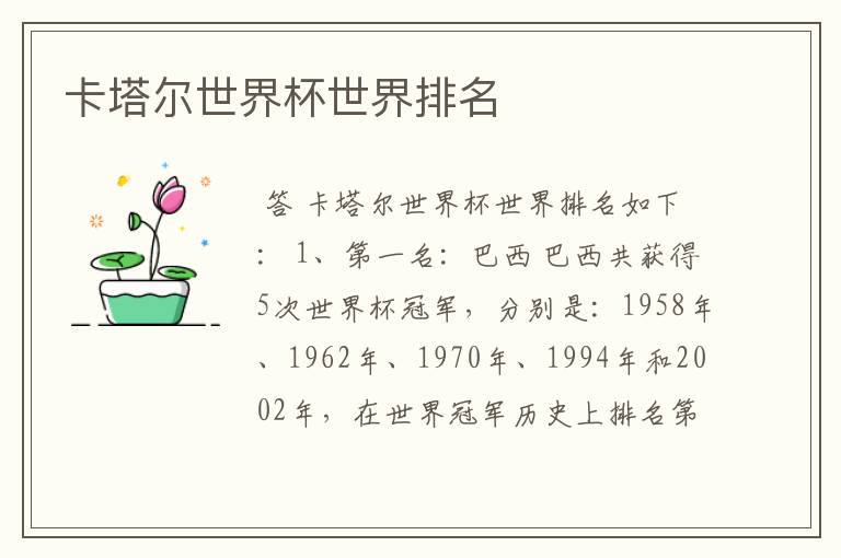 卡塔尔世界杯世界排名
