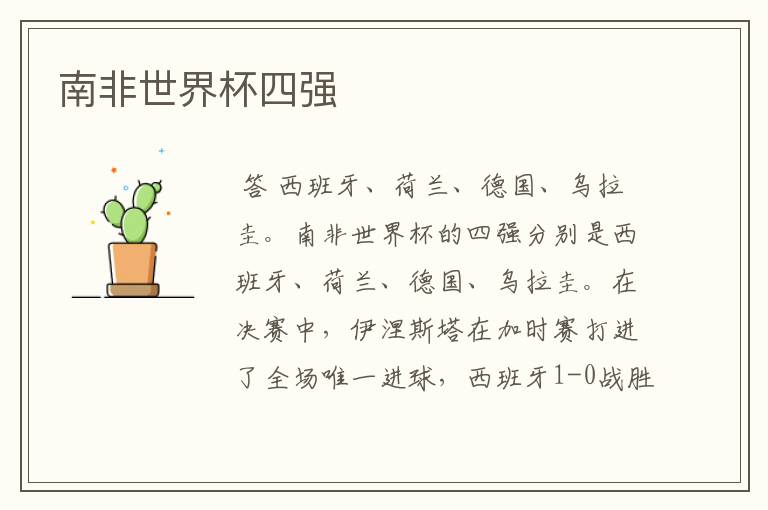 南非世界杯四强
