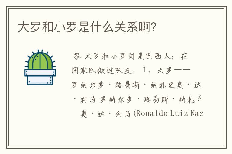 大罗和小罗是什么关系啊?