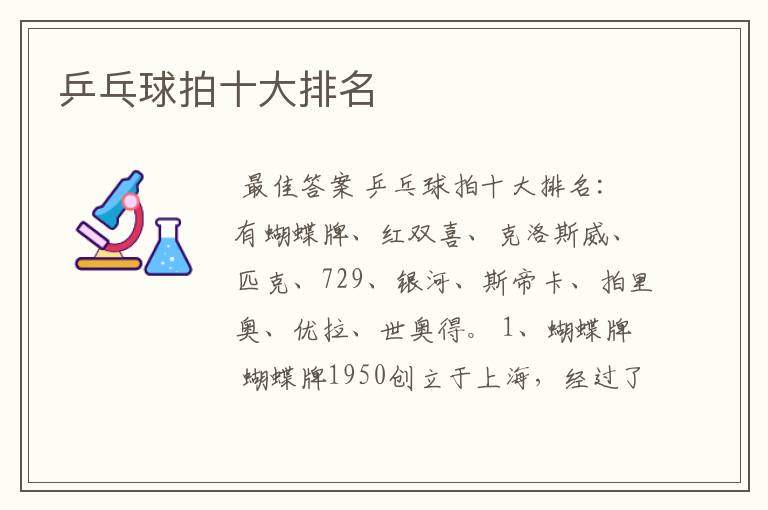 乒乓球拍十大排名