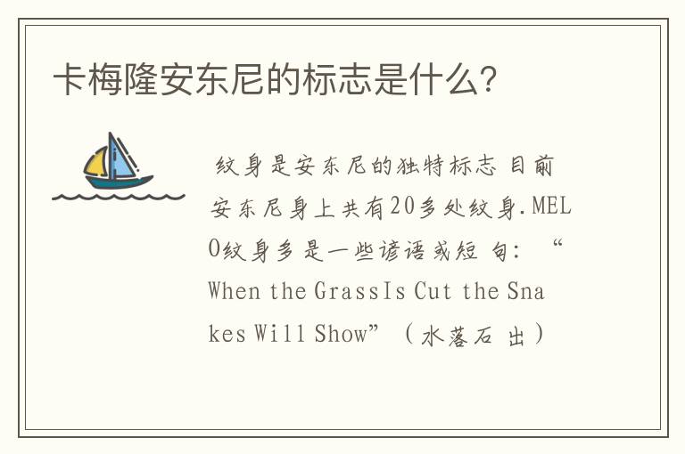 卡梅隆安东尼的标志是什么?