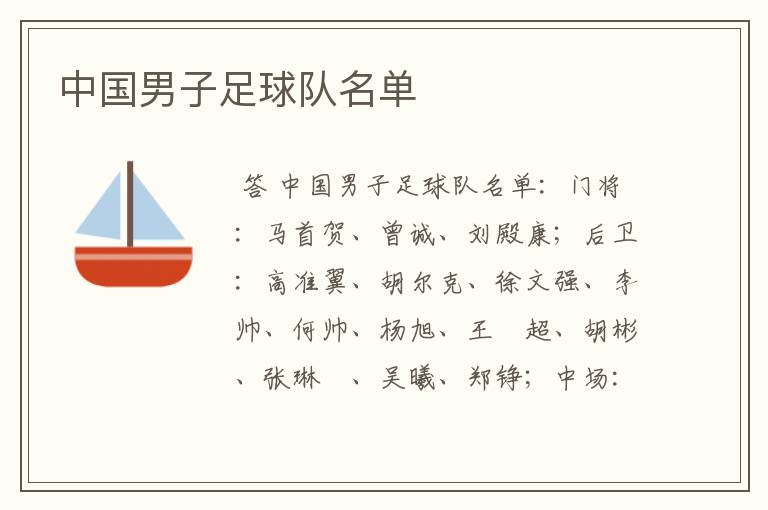 中国男子足球队名单