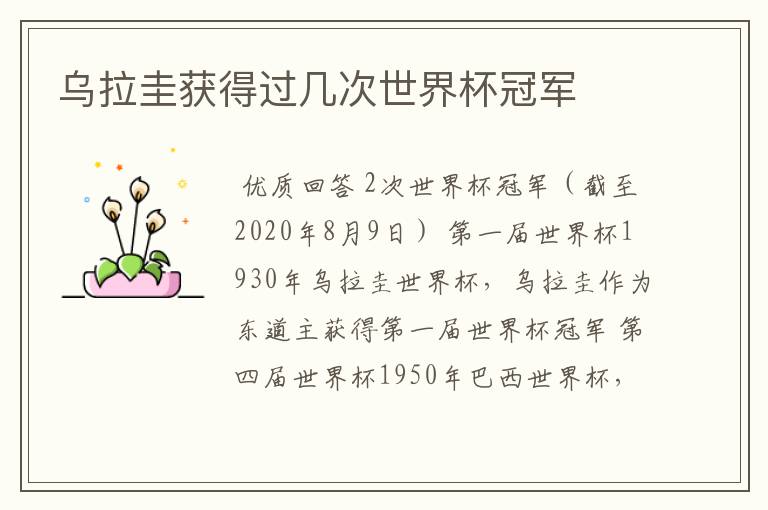 乌拉圭获得过几次世界杯冠军