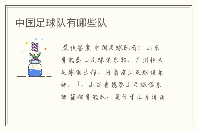 中国足球队有哪些队