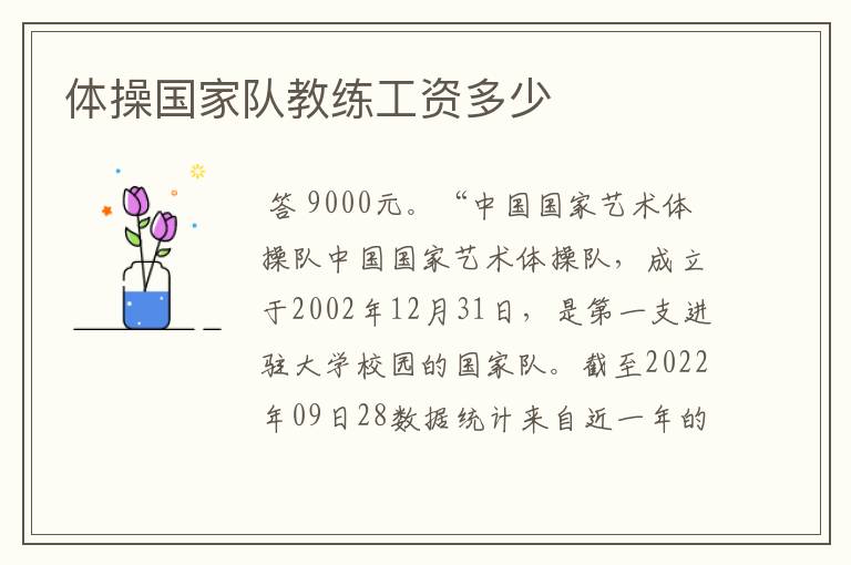 体操国家队教练工资多少