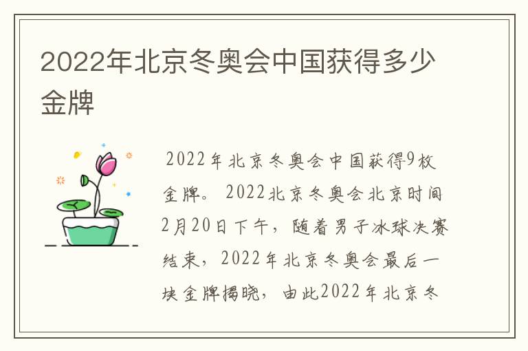 2022年北京冬奥会中国获得多少金牌