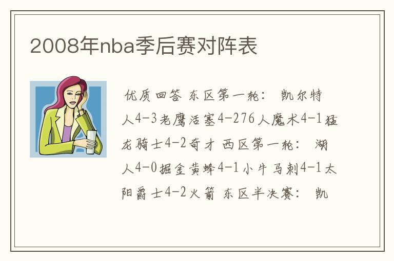 2008年nba季后赛对阵表