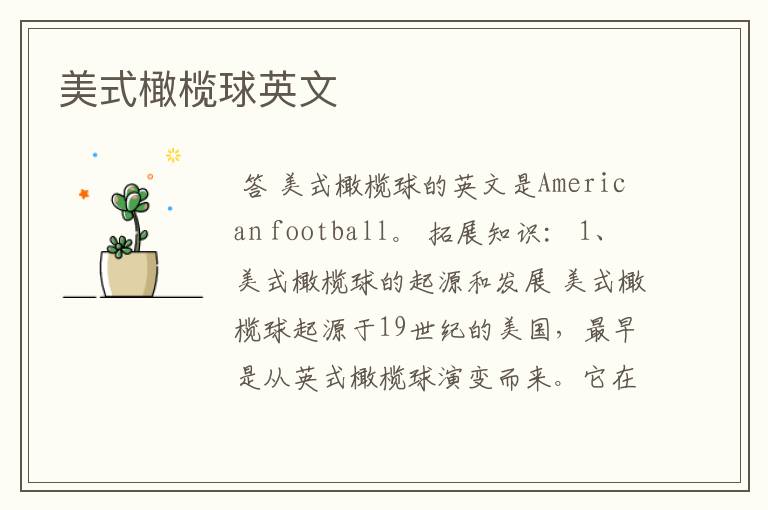 美式橄榄球英文