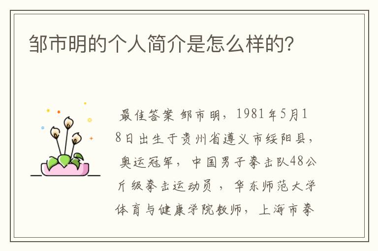 邹市明的个人简介是怎么样的?