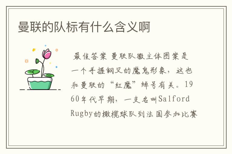 曼联的队标有什么含义啊