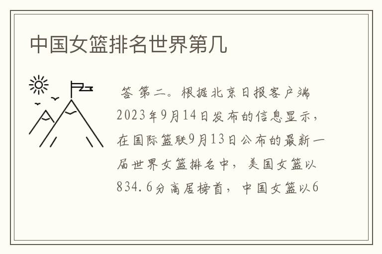 中国女篮排名世界第几