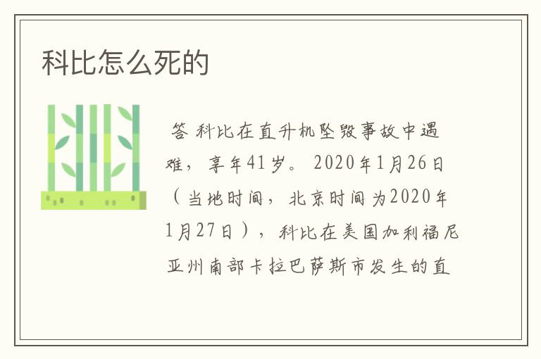 科比怎么死的