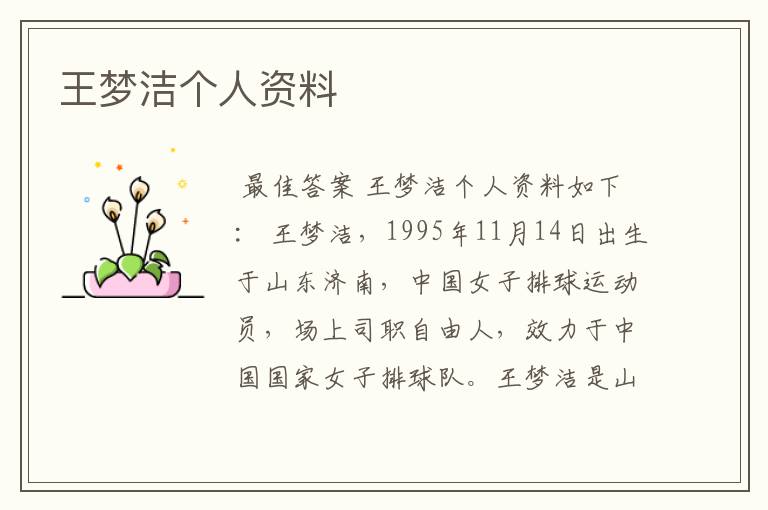 王梦洁个人资料